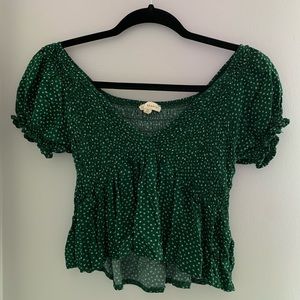 Pacsun green floral babydoll top